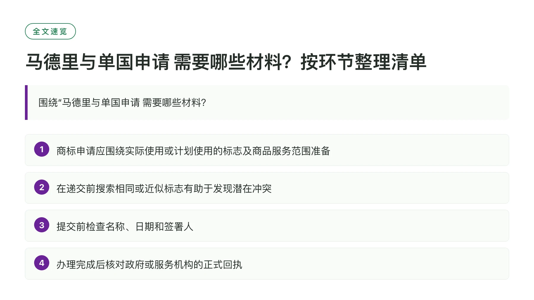 马德里与单国申请 需要哪些材料？按环节整理清单——全文要点速览