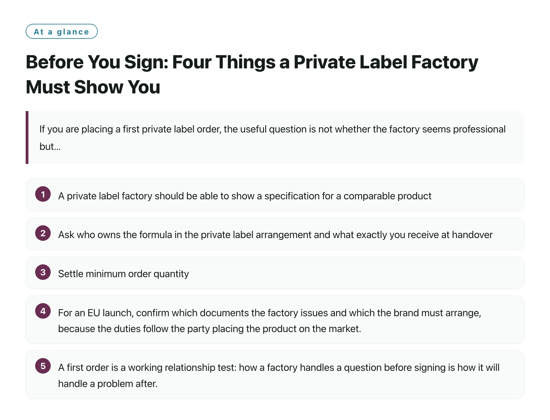 Before You Sign: Four Things a Private Label Factory Must Show You——全文要点速览